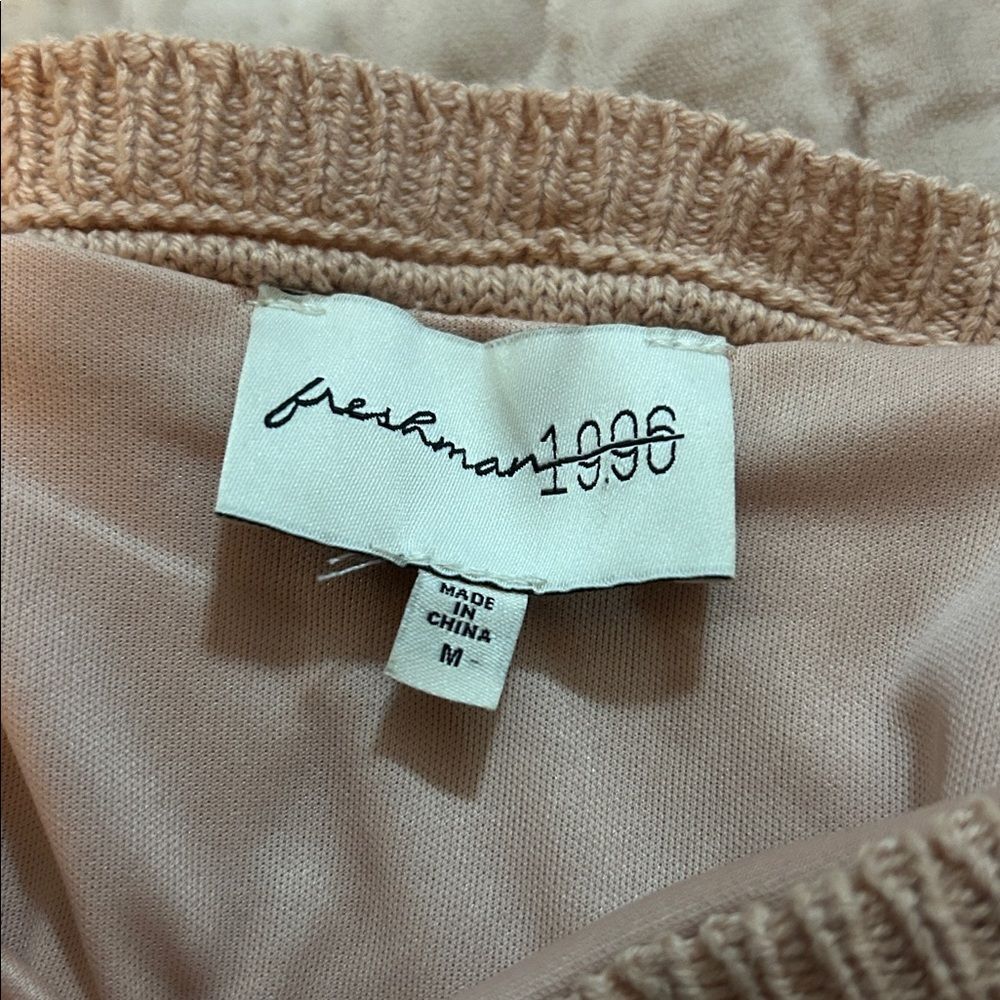 Freshman 1996 Peach Crochet Knit Ruffle Dress Sz Medium Cottagecore medium - Picture 4 of 9